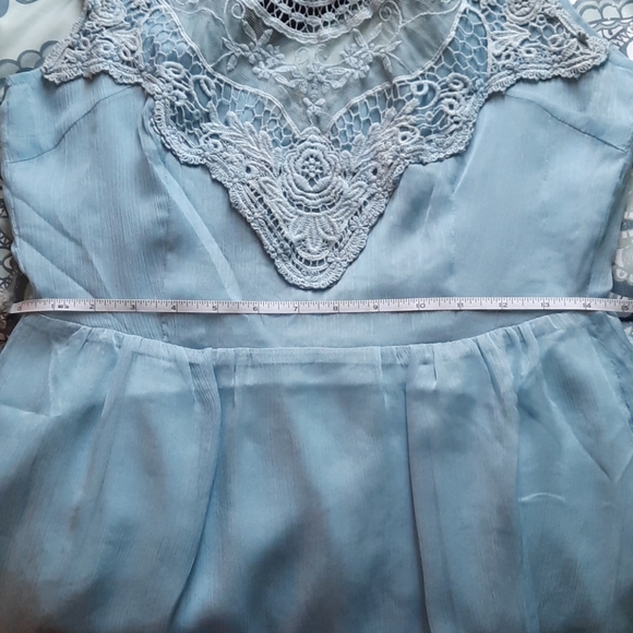 Powder Blue Lace Top Mini Dress - Picture 10 of 10